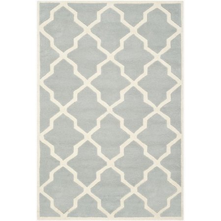 SAFAVIEH 4 Ft. x 6 Ft. Rectangle- Contemporary Chatham Grey And Ivory Hand Tufted Rug CHT735E-4